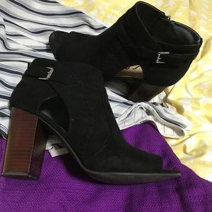 Unisa Shoes | Unisa Brown Fabric Heel Open Toe Booties